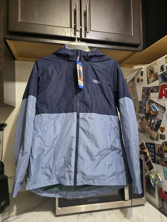 Eddie Bauer Other - Eddie Bauer Two-Tone Hooded Windbreaker in Navy & Light Blue Youth Boys 14/16